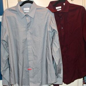 Bundle of 2 Calvin Klein Gray and Burgundy Men's Shirts XL
